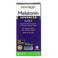 Natrol, Мелатонін, покращений сон, повільне вивільнення, 10 мг, 60 таблеток (NTL-05964), фото