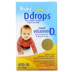Ddrops, рідкий вітамін D3 для дітей, 400 МО, 90 крапель, 2,5 мл (DDP-00006), фото