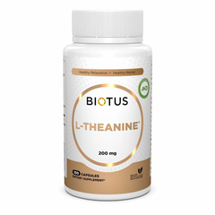 L-теанин, L-Theanine, Biotus, 200 мг, 100 капсул (BIO-531118), фото